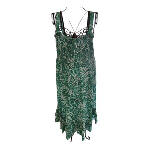 Green Floral Women's Maxi Dress - Size L
